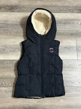 Vintage Hollister Black Sherpa Lined Puffer Vest Outdoors Preppy - Women’s Small